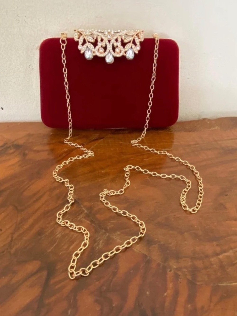 Red velvet formal Purse, Rhinestones , Formal Purse, Bag, Converts to clutch